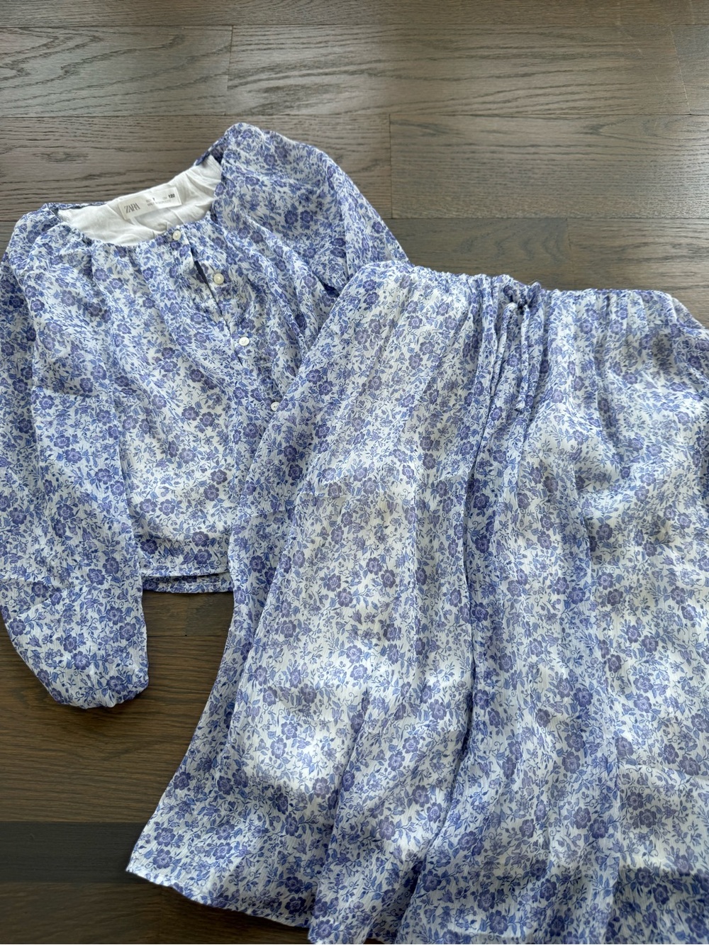 Zara Lavander and White Floral girls Matching Set with skirt